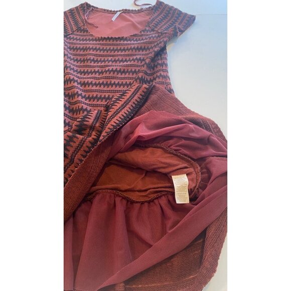 Free People Bodycon Sweater Mini Dress Peplum Ruffled Raw Hem Sz SP - Picture 3 of 9